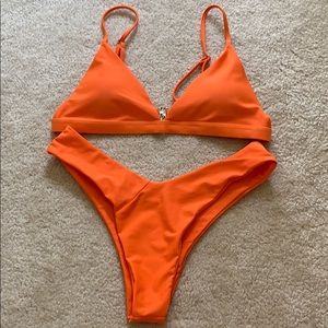 NWOT Orange Padded Triangle Bikini Set